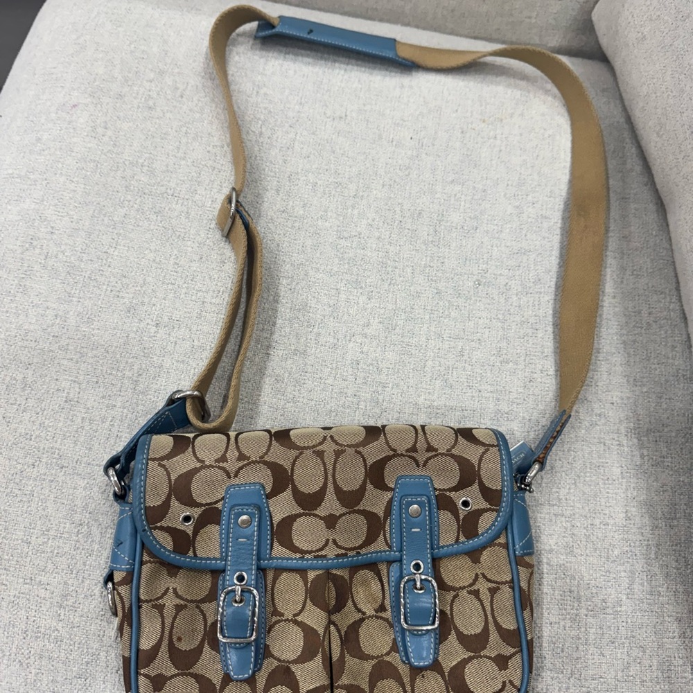 Coach Brown and Blue Crossbody Bag